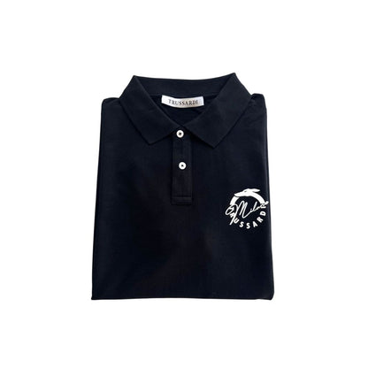 Black Cotton Men Polo Shirt-Trussardi Beachwear-LabelTerrace.com