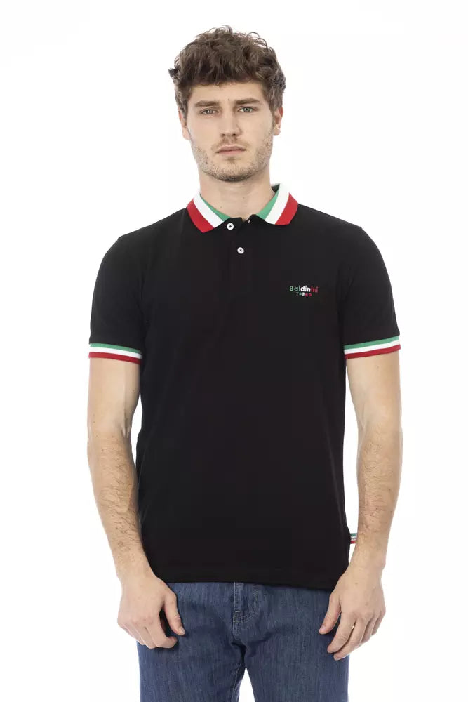 Black Cotton Men Polo Shirt-Baldinini Trend-LabelTerrace.com