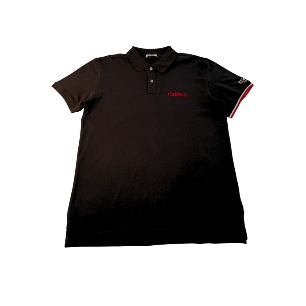 Black Cotton Men Polo Shirt-Iceberg-LabelTerrace.com