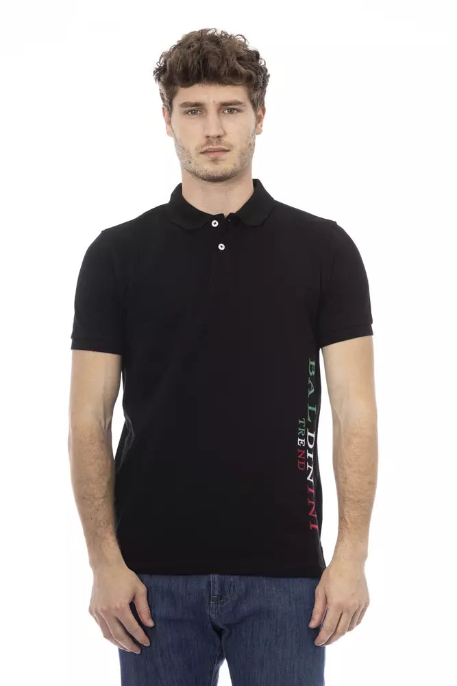 Black Cotton Men Polo-Baldinini Trend-LabelTerrace.com