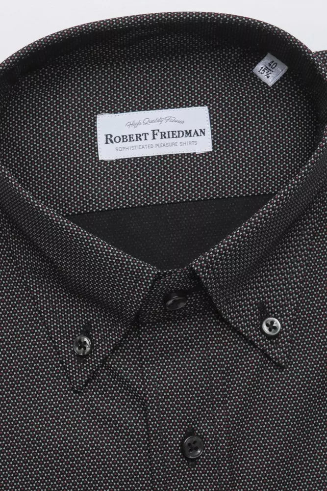 Black Cotton Men Shirt-Robert Friedman-LabelTerrace.com