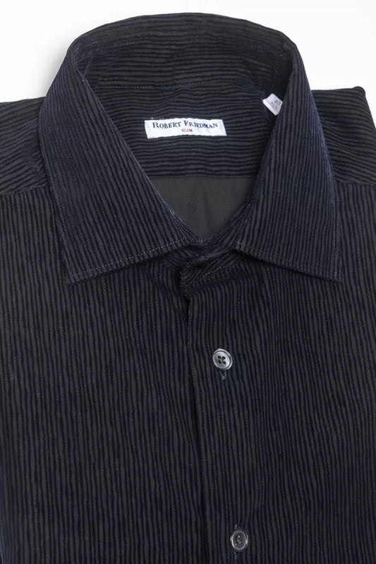 Black Cotton Men Shirt-Robert Friedman-LabelTerrace.com