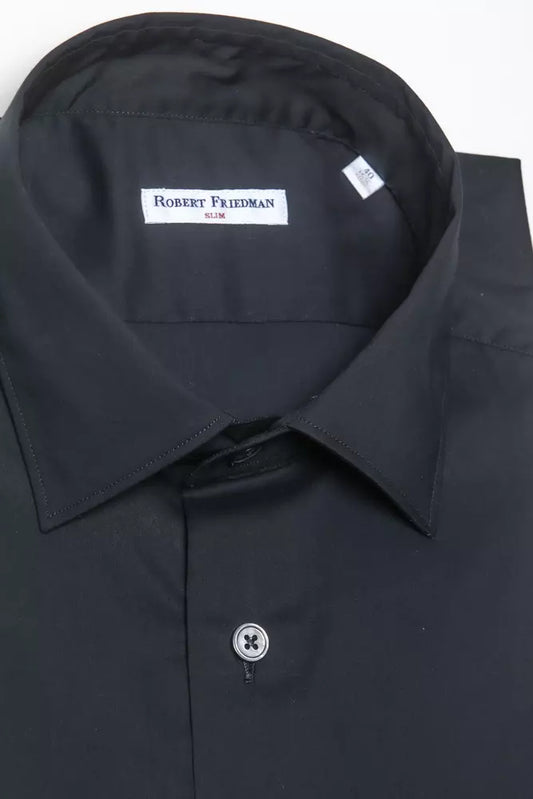 Black Cotton Men Shirt-Robert Friedman-LabelTerrace.com