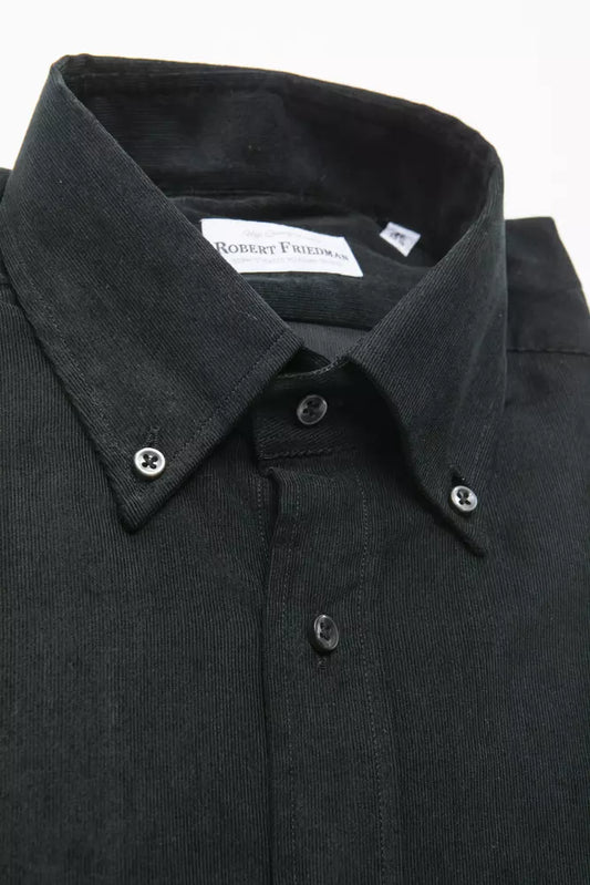 Black Cotton Men Shirt-Robert Friedman-LabelTerrace.com