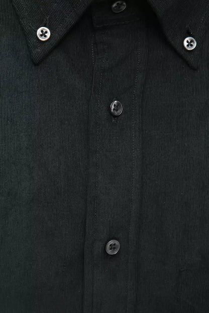 Black Cotton Men Shirt-Robert Friedman-LabelTerrace.com