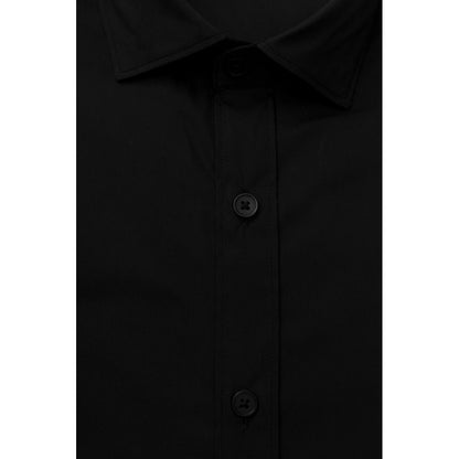 Black Cotton Men Shirt with French Collar