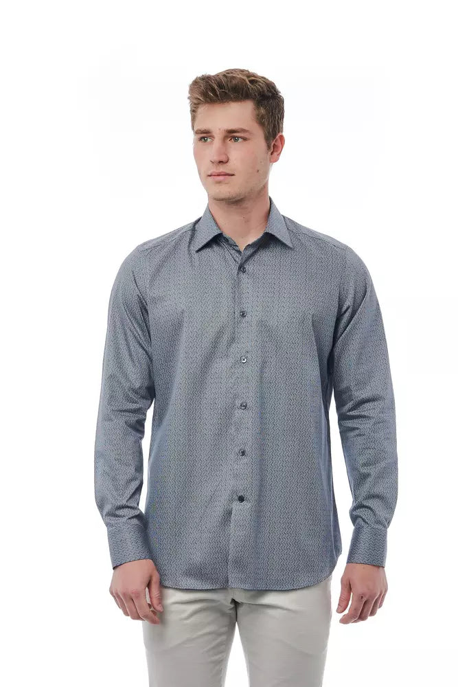 Black Cotton Men Shirt-Bagutta-LabelTerrace.com
