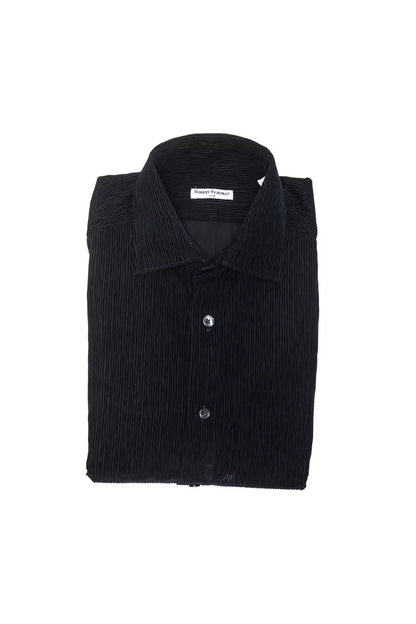 Black Cotton Men Shirt-Robert Friedman-LabelTerrace.com