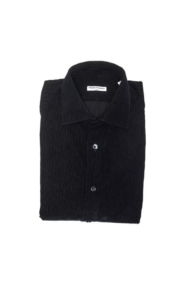 Black Cotton Men Shirt-Robert Friedman-LabelTerrace.com