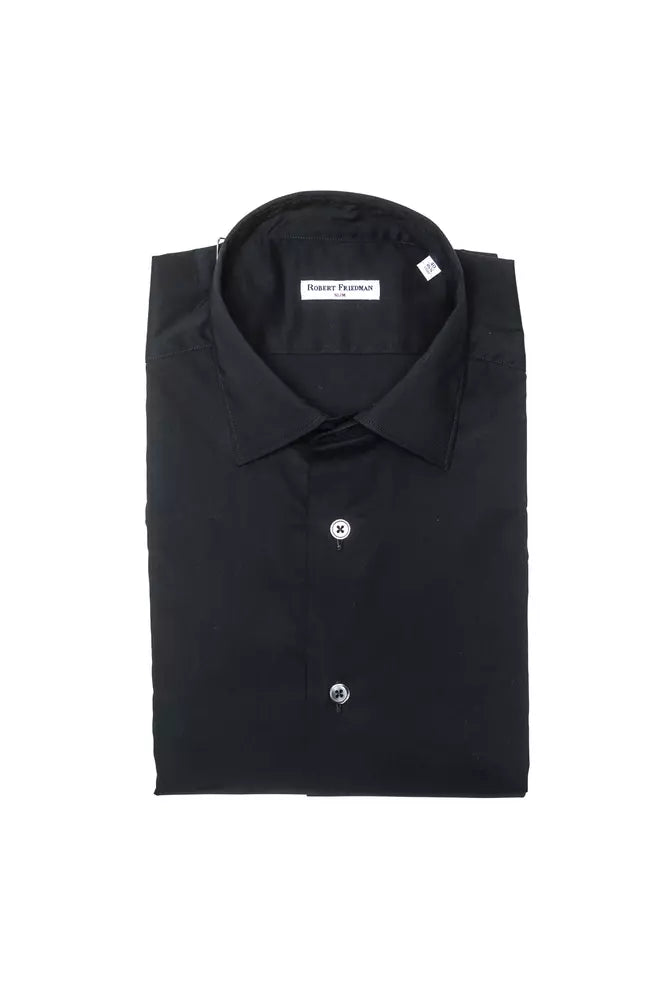 Black Cotton Men Shirt-Robert Friedman-LabelTerrace.com