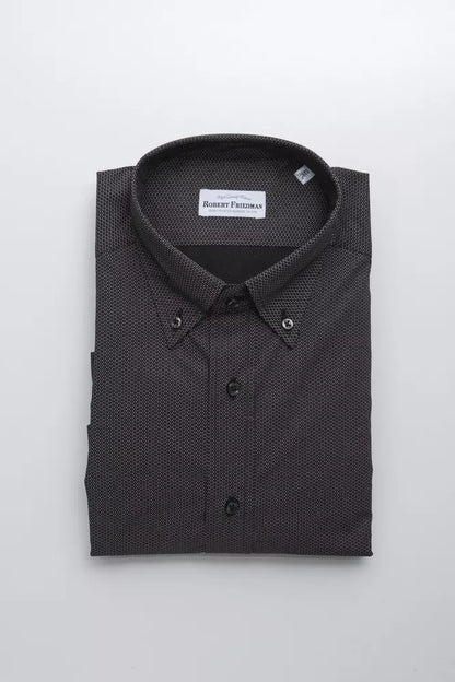 Black Cotton Men Shirt-Robert Friedman-LabelTerrace.com