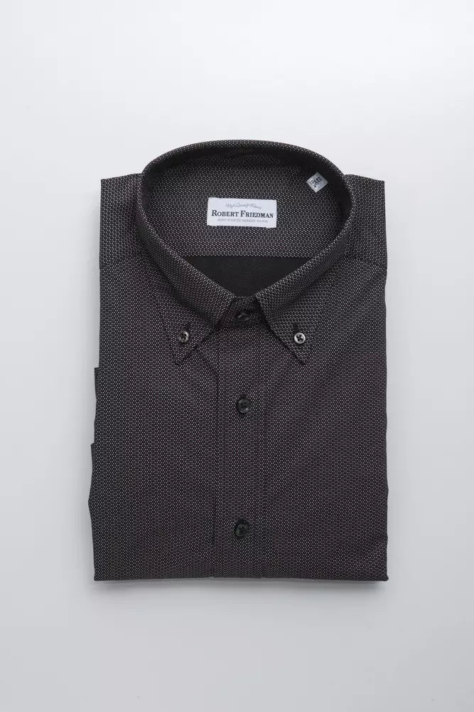 Black Cotton Men Shirt-Robert Friedman-LabelTerrace.com