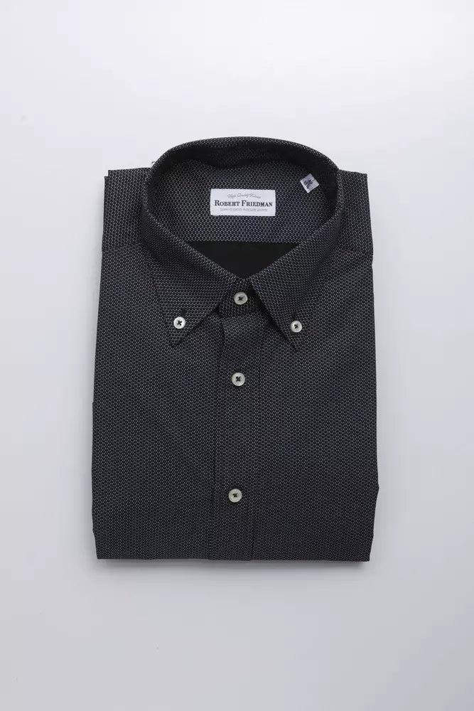 Black Cotton Men Shirt-Robert Friedman-LabelTerrace.com