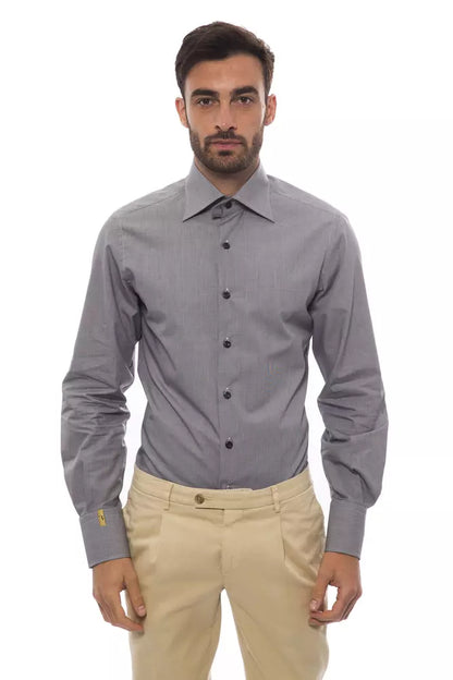 Black Cotton Men Shirt-Billionaire Italian Couture-LabelTerrace.com