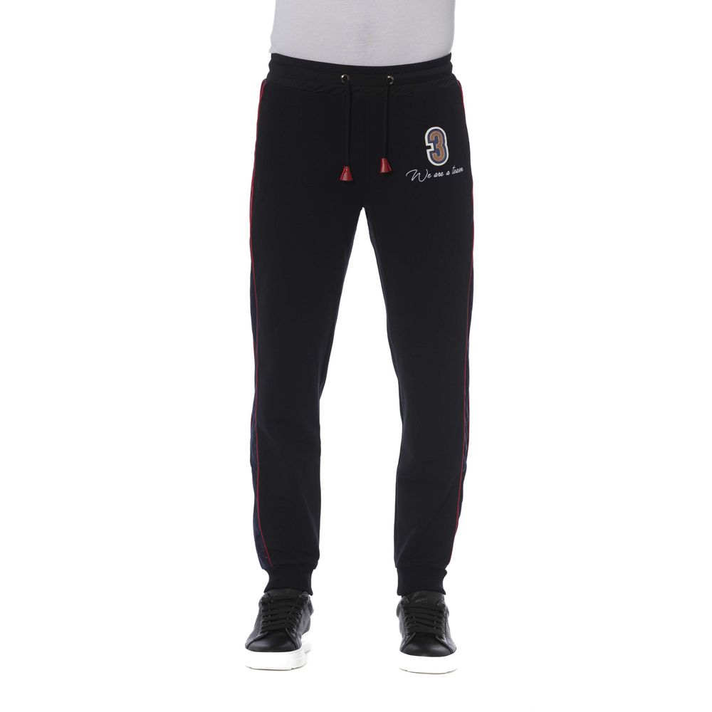 Black Cotton Men Sports Pant-Trussardi-LabelTerrace.com