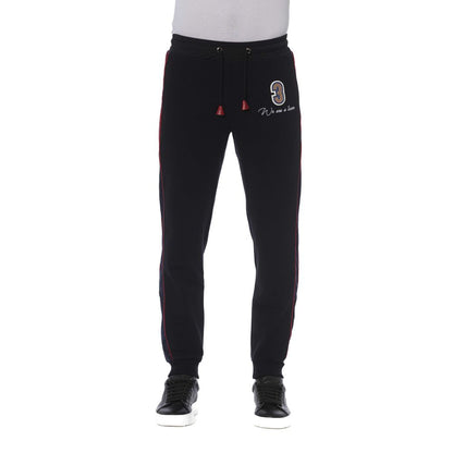 Black Cotton Men Sports Pant-Trussardi-LabelTerrace.com