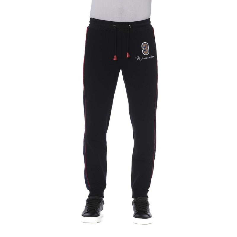 Black Cotton Men Sports Pant-Trussardi-LabelTerrace.com