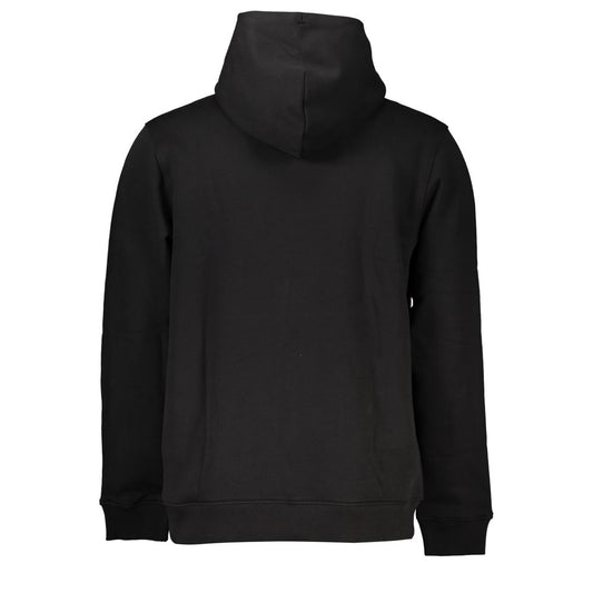 Black Cotton Men Sweater with Hood
