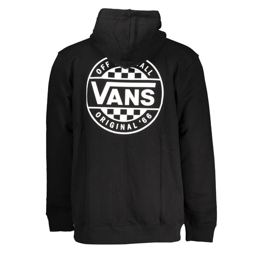 Black Cotton Men Sweater with Hood and Zip Pockets-Vans-LabelTerrace.com