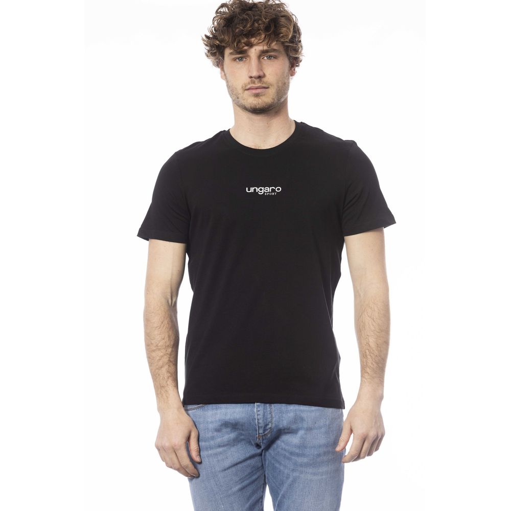 Black Cotton Men T-Shirt-Ungaro Sport-LabelTerrace.com