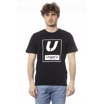 Black Cotton Men T-Shirt-Ungaro Sport-LabelTerrace.com
