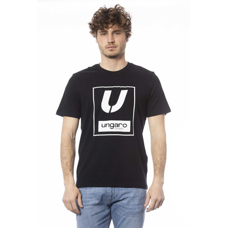 Black Cotton Men T-Shirt-Ungaro Sport-LabelTerrace.com