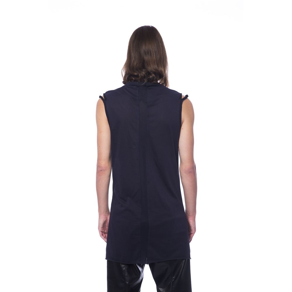 Black Cotton Men Tank Top-Nicolo Tonetto-LabelTerrace.com