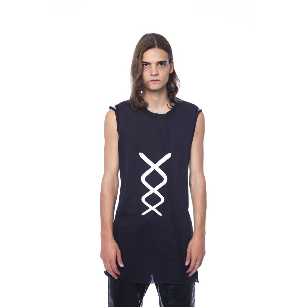 Black Cotton Men Tank Top-Nicolo Tonetto-LabelTerrace.com