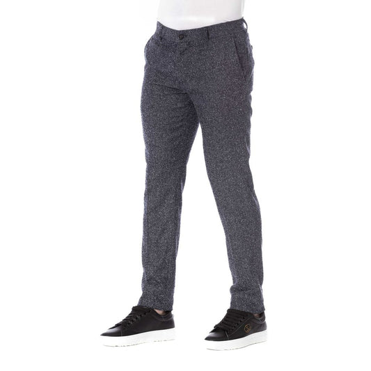 Black Cotton Men Trouser-Trussardi-LabelTerrace.com