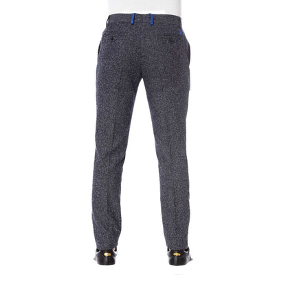 Black Cotton Men Trouser-Trussardi-LabelTerrace.com