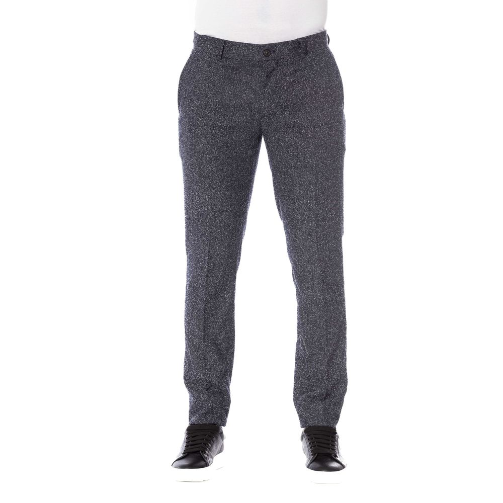 Black Cotton Men Trouser-Trussardi-LabelTerrace.com