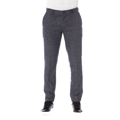 Black Cotton Men Trouser-Trussardi-LabelTerrace.com