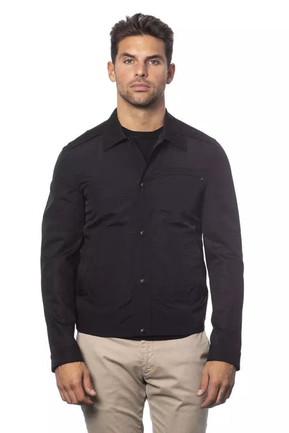 Black Cotton Men's Bomber Jacket