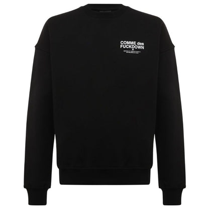 Black Cotton Men's Crewneck Sweater
