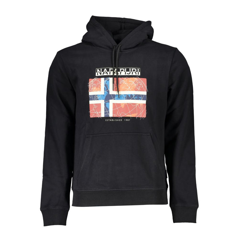 Black Cotton Men's Hooded Sweater-Napapijri-LabelTerrace.com