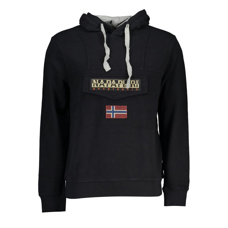 Black Cotton Men's Hooded Sweater-Napapijri-LabelTerrace.com