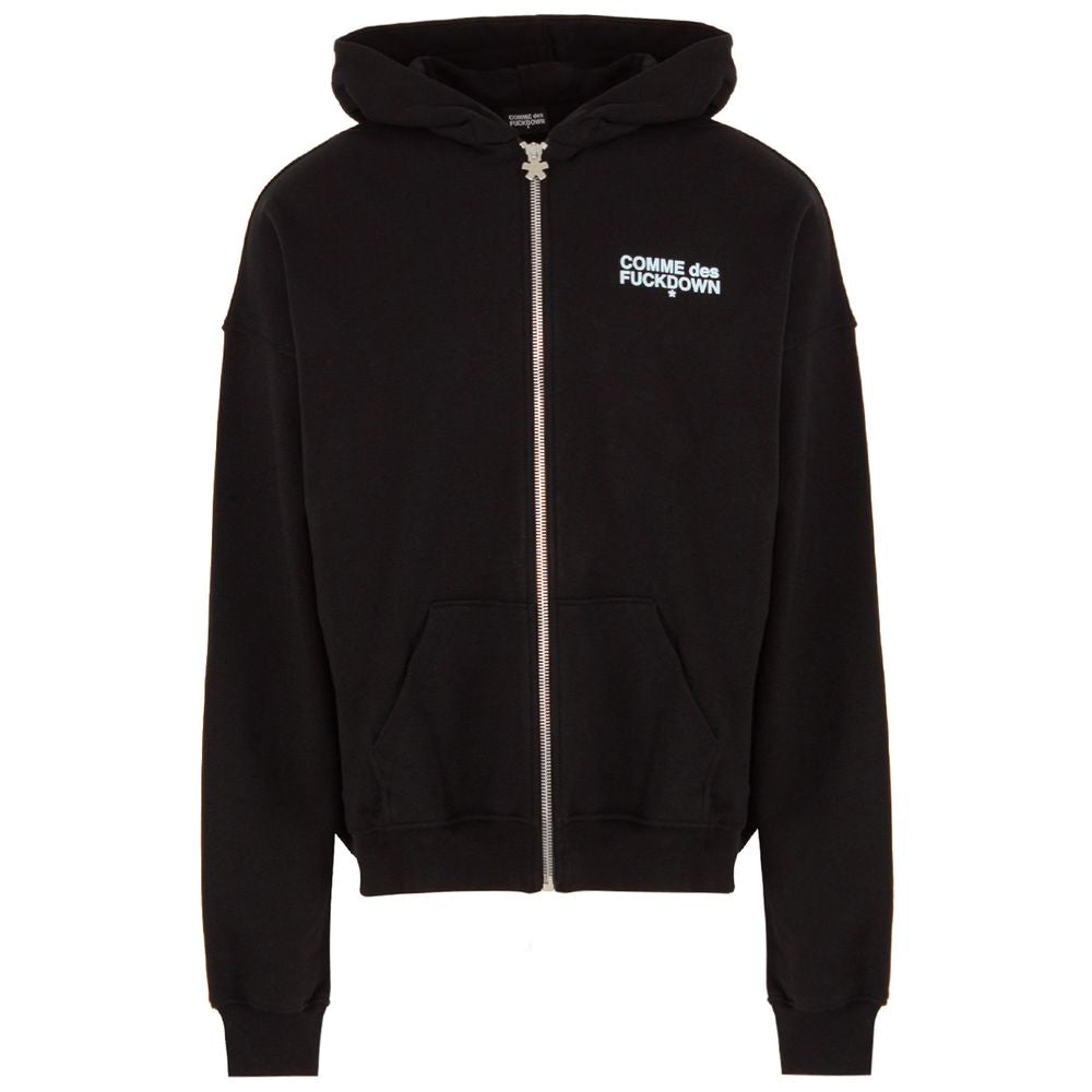 Black Cotton Men's Hooded Sweatshirt-Comme Des Fuckdown-LabelTerrace.com