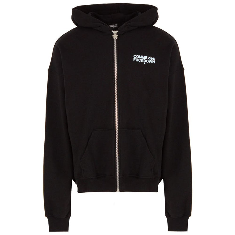 Black Cotton Men's Hooded Sweatshirt-Comme Des Fuckdown-LabelTerrace.com