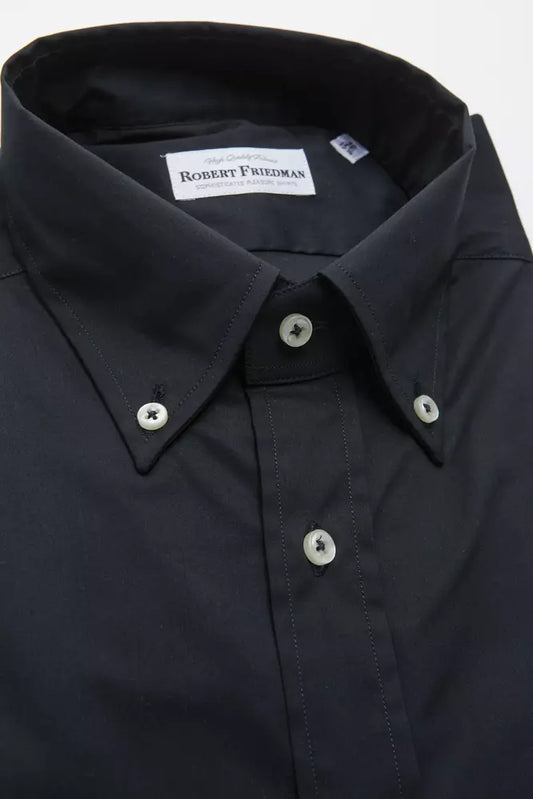 Black Cotton Men's Shirt-Robert Friedman-LabelTerrace.com