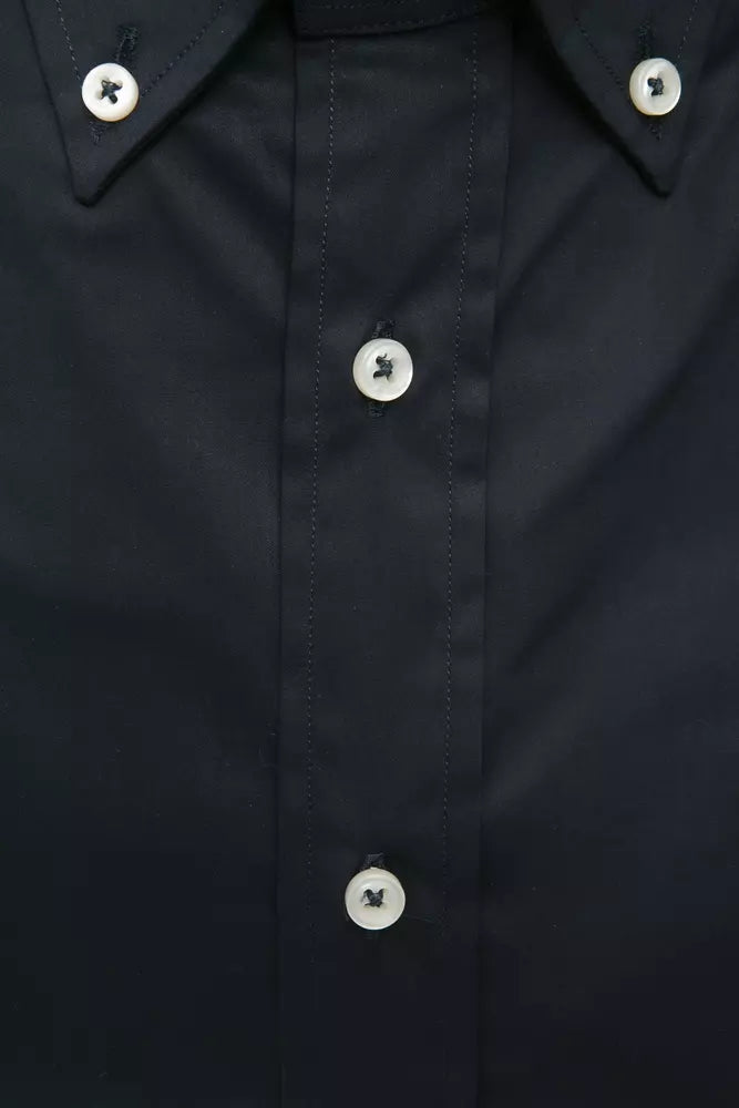 Black Cotton Men's Shirt-Robert Friedman-LabelTerrace.com