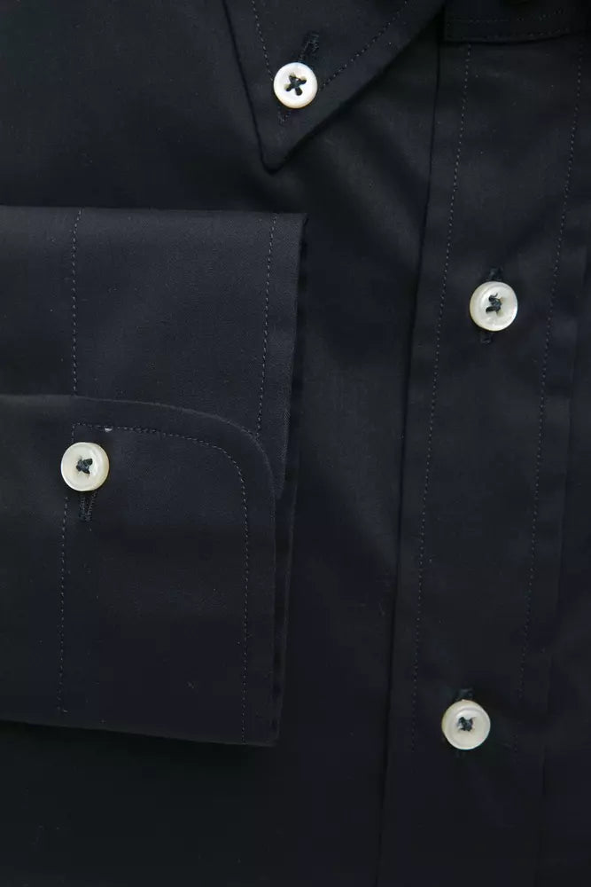 Black Cotton Men's Shirt-Robert Friedman-LabelTerrace.com