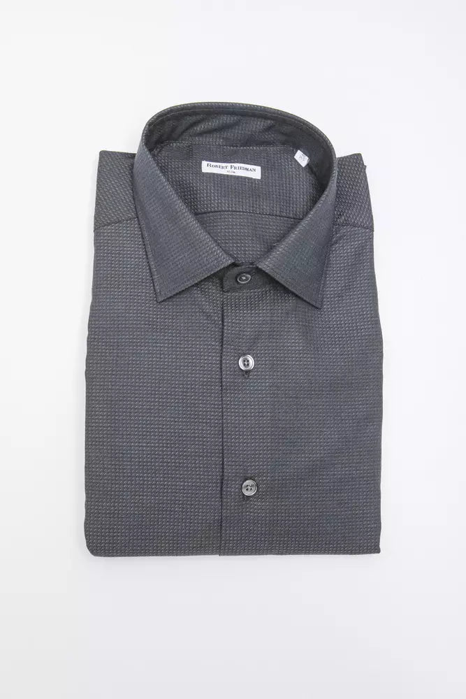 Black Cotton Men's Shirt-Robert Friedman-LabelTerrace.com