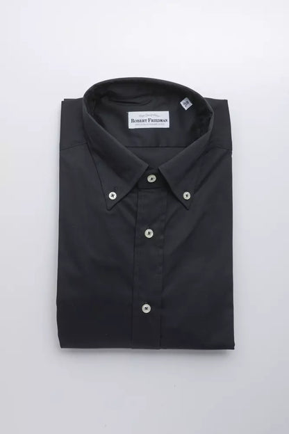Black Cotton Men's Shirt-Robert Friedman-LabelTerrace.com
