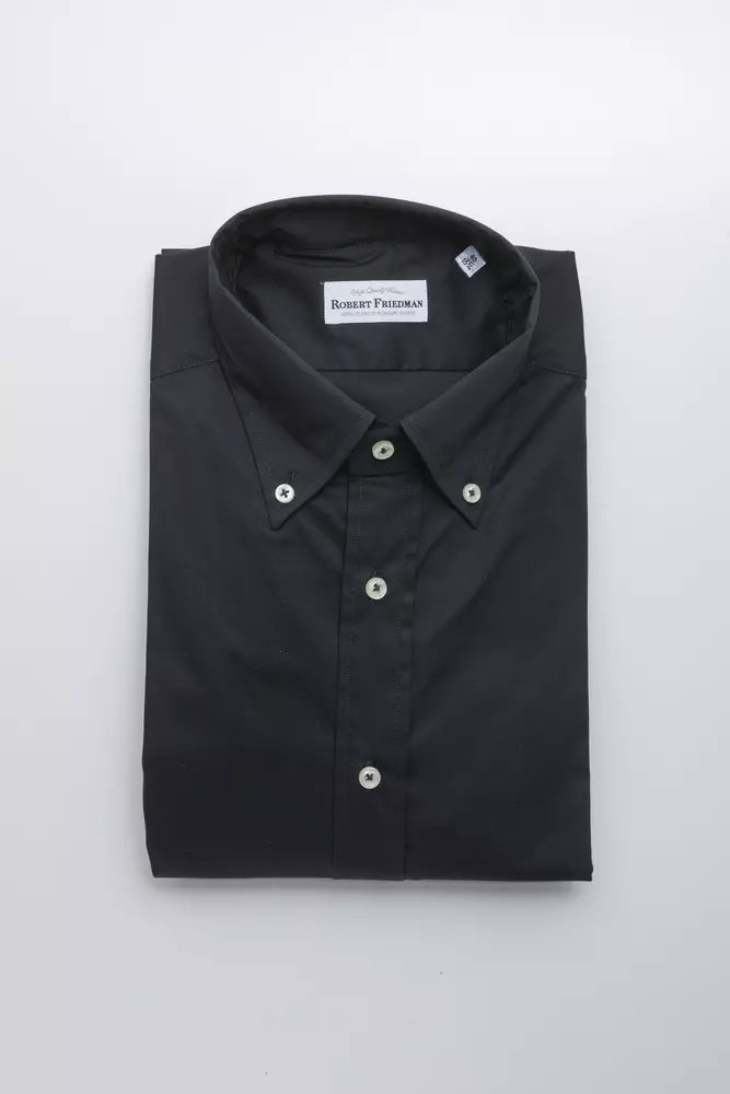 Black Cotton Men's Shirt-Robert Friedman-LabelTerrace.com