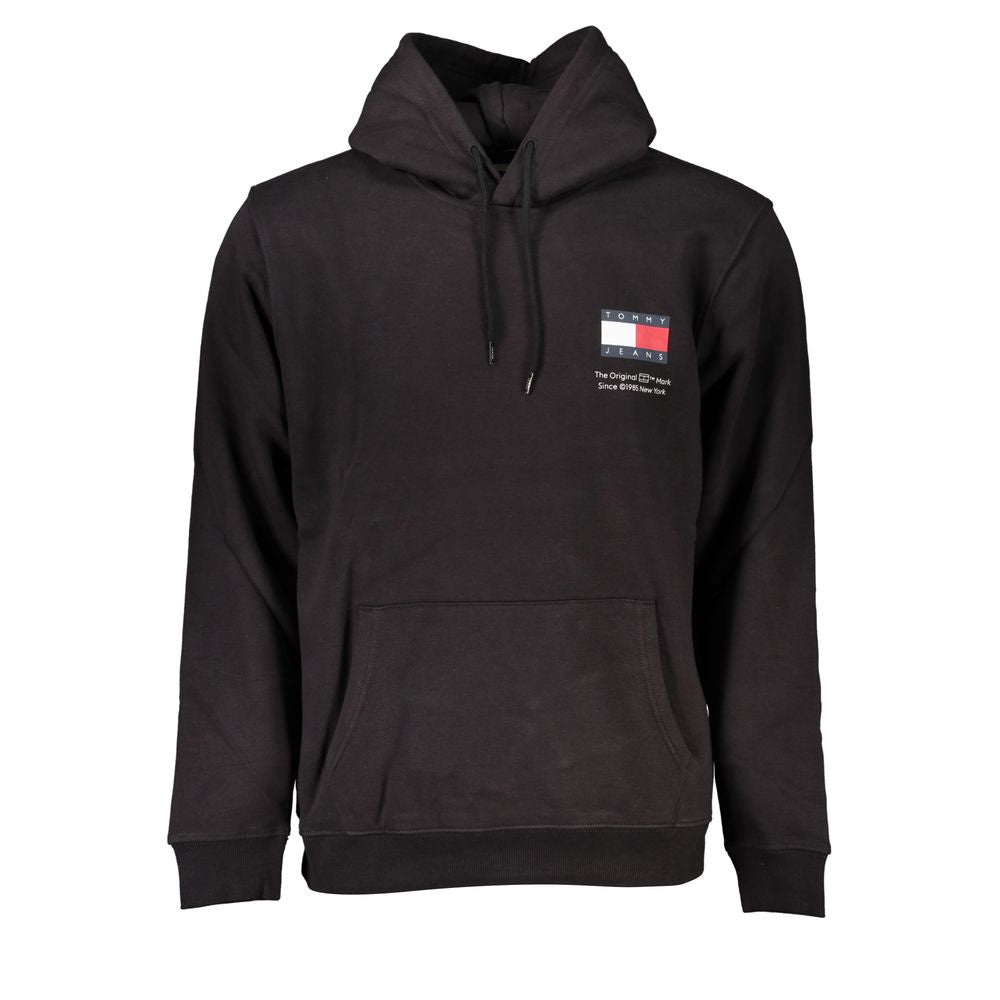 Black Cotton Men's Sweater Hoodie-Tommy Hilfiger-LabelTerrace.com