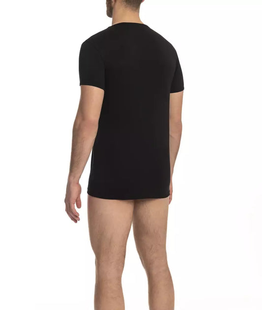 Black Cotton Men's T-Shirt-Cavalli Class-LabelTerrace.com