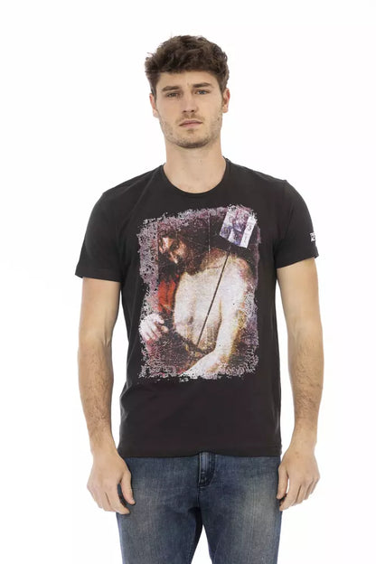 Black Cotton Men's T-Shirt-Trussardi Action-LabelTerrace.com