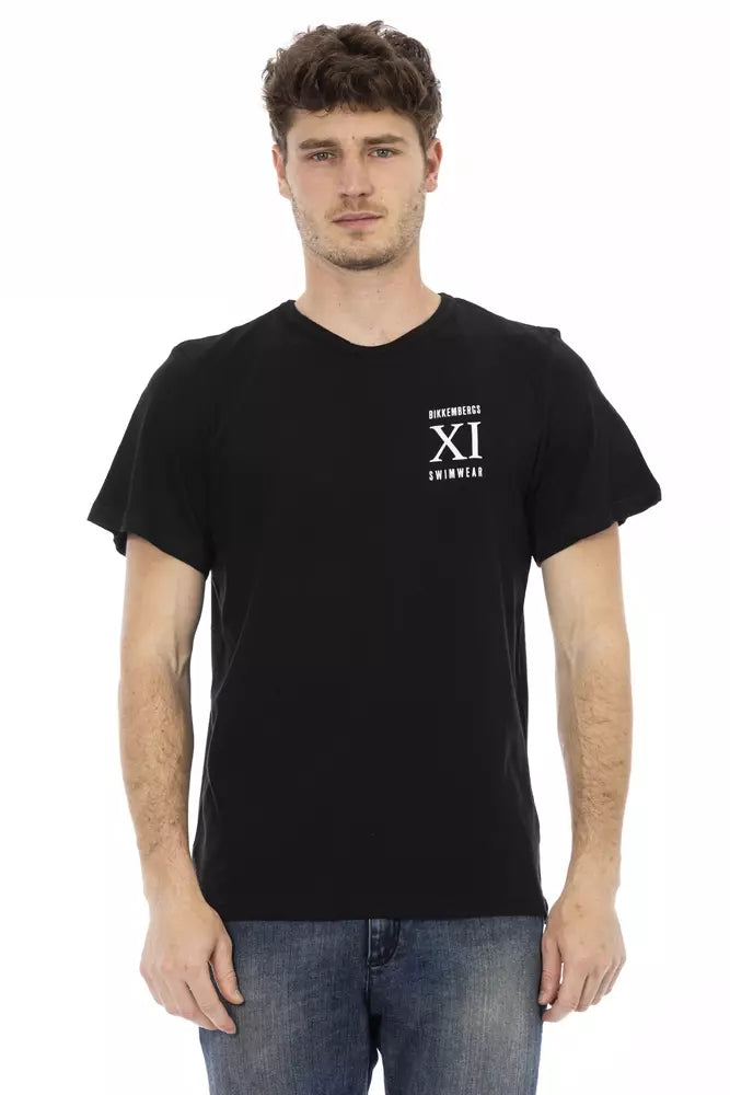 Black Cotton Men's T-Shirt-Bikkembergs-LabelTerrace.com