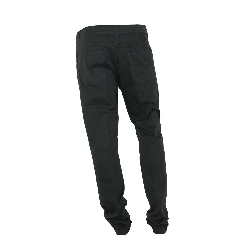 Black Cotton Men's Trouser-Made in Italy-LabelTerrace.com