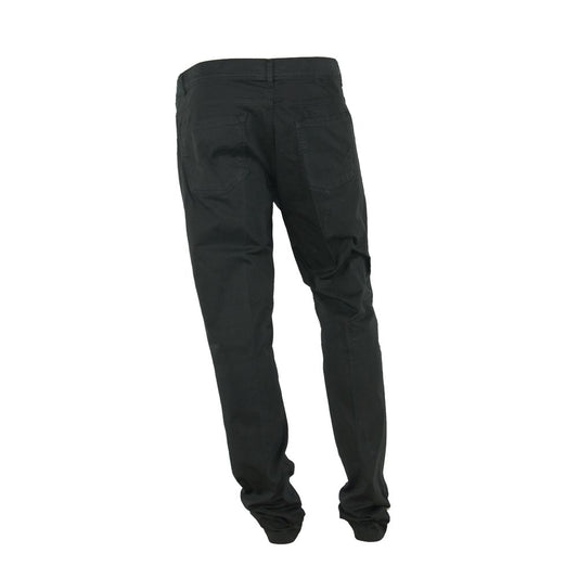 Black Cotton Men's Trouser-Made in Italy-LabelTerrace.com